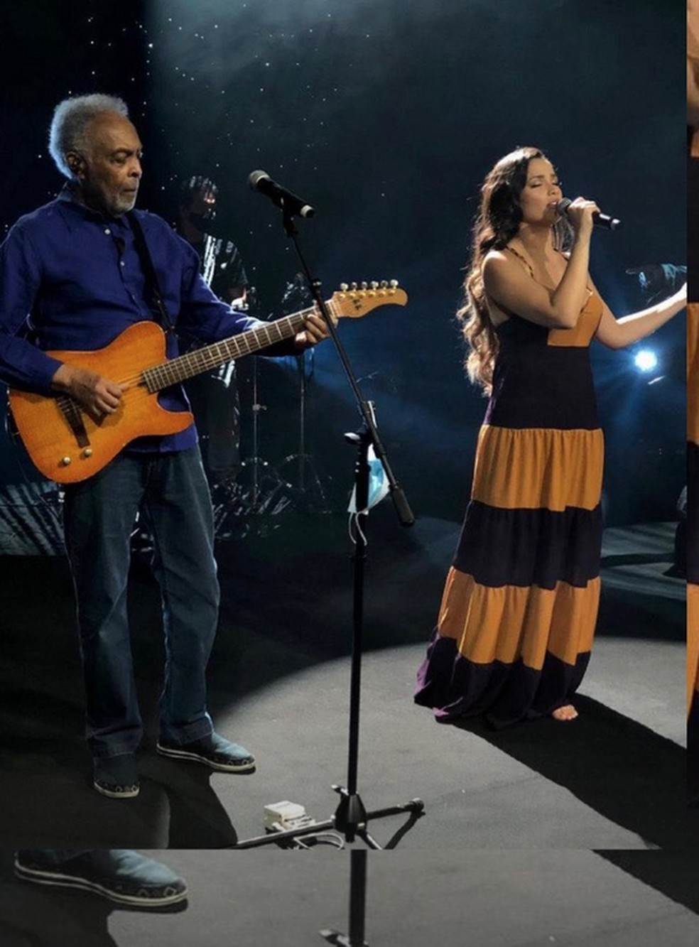Gilberto Gil ensaia para live com Juliette — Foto: Reprodução/Instagram