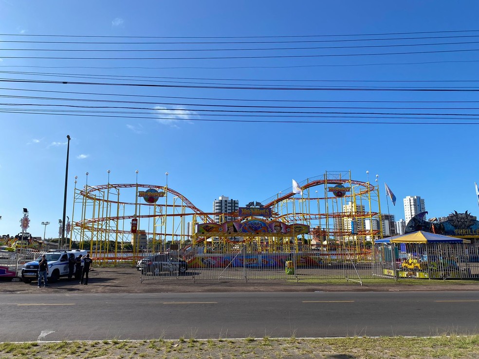 Parque de diversões em Imbé — Foto: Maria Eduarda Ely / RBS TV 