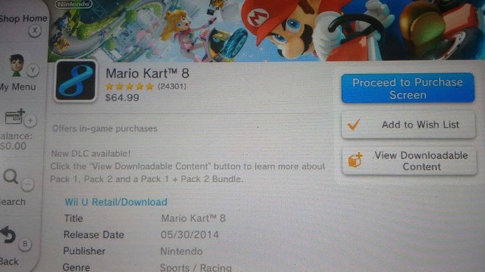 É nessa tela da eShop que você compra os DLC de Mario Kart 8 (Foto: Reprodução/Thomas Schulze)