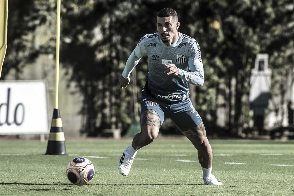 Também Menino da Vila, Alison é praticamente "veterano" no elenco do Santos — Foto: Ivan Storti/Santos FC