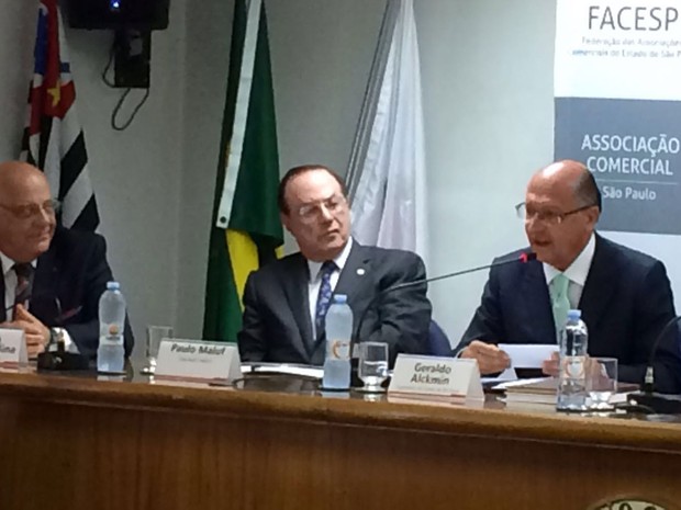 Governador de São Paulo Geraldo Alckmin (dir.) durante evento em São Paulo  (Foto: Tatiana Santiago/G1)