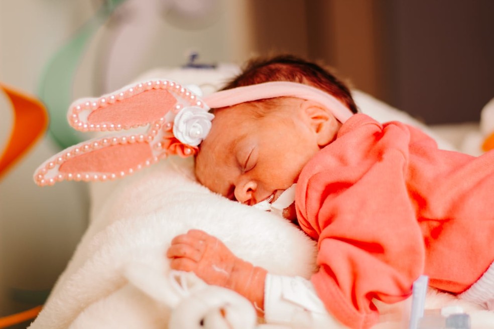 Maria Alice nasceu no último dia 23 e precisou ir para UTI devido uma infecção  — Foto: Arquivo/Hospital Santa Juliana