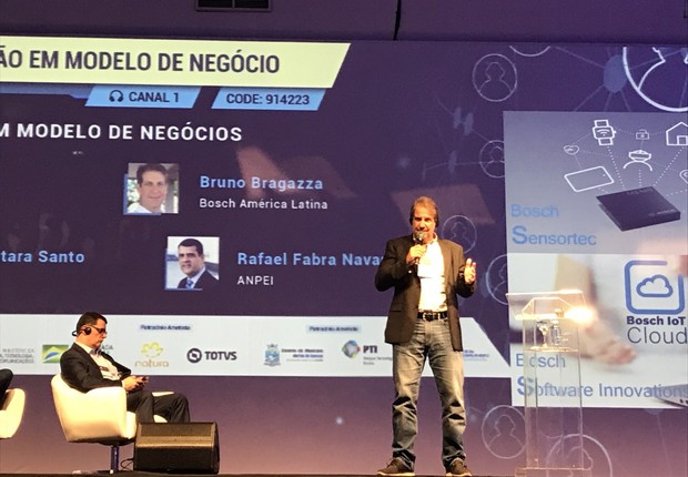 Bruno Bragazza, gerente de inovação, novos negócios e propriedade intelectual da Bosch na América Latina, durante a Conferência ANPEI de Inovação 2019. (Foto: Época NEGÓCIOS)