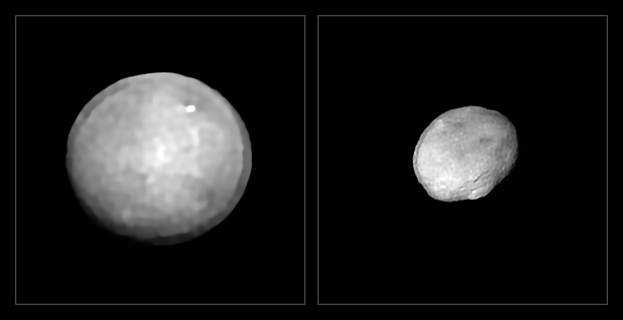  Ceres e Vesta, os dois maiores objetos no Cinturão de Asteroides entre Marte e Júpiter (Foto: ESO/Vernazza et al./MISTRAL algorithm (ONERA/CNRS))