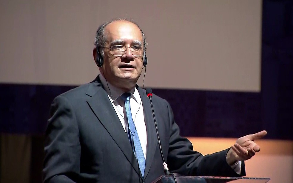 Ministro Gilmar Mendes participa de evento da OAB em São Paulo (Foto: Reprodução/TV Globo)