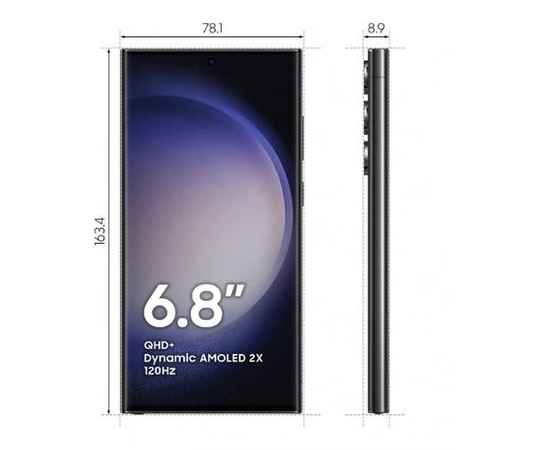 Samsung Galaxy S23 Ultra dimensões