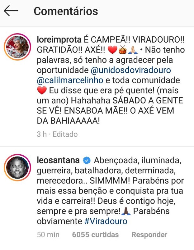 Comentário do Léo Santana (Foto: reprodução/ instagram)