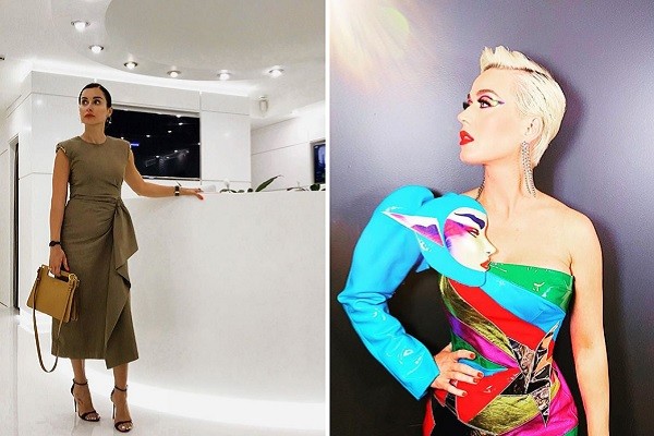 À esquerda, a apresentadora Tina Kandelaki; à direita, a cantora Katy Perry (Foto: Instagram)