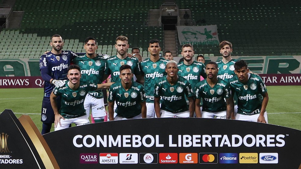 O time do Palmeiras na partida contra o Universitario, pela Libertadores — Foto: Cesar Greco / Ag. Palmeiras