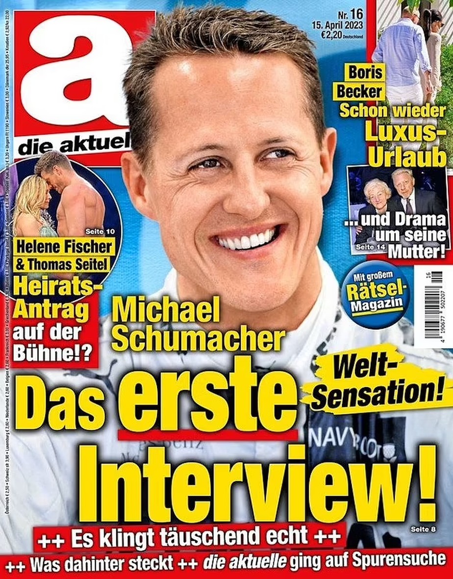 Capa da revista alemã Die Aktuelle, que será processada pela família de Schumacher