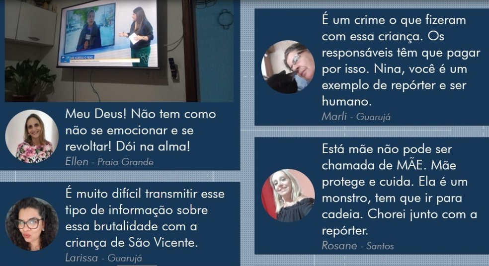 Telespectadores também se emocionaram com o choro da repórter — Foto: Reprodução / TV Tribuna