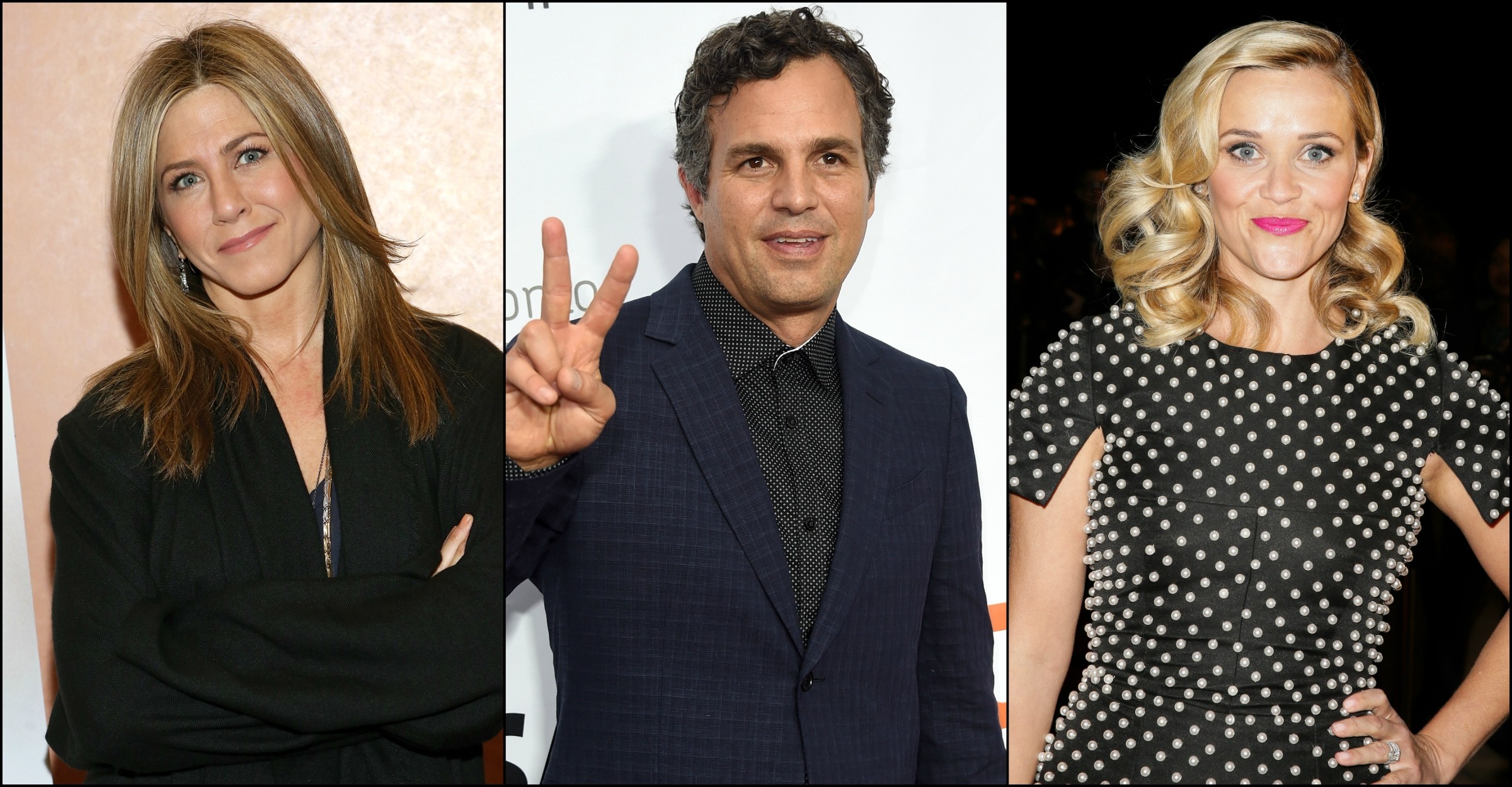 Jennifer Aniston (à esq.), Mark Ruffalo e Reese Witherspoon. (Foto: Getty Images)