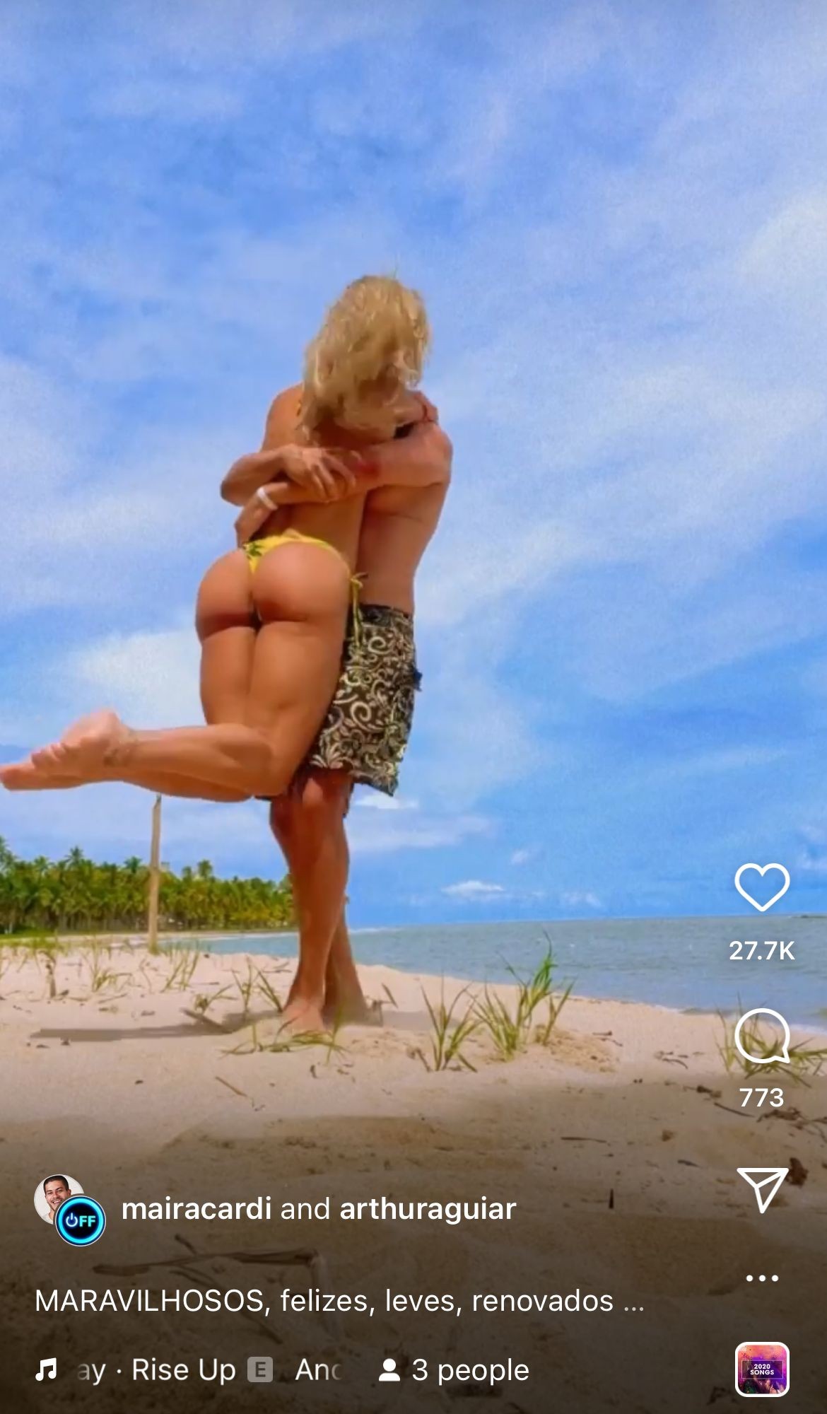 Maíra Cardi e Arthur Aguiar postam vídeo romântico em praia (Foto: Reprodução/ )