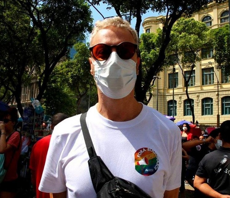 Guilherme Weber no protesto contra o governo Bolsonaro (Foto: Reprodução/Instagram)