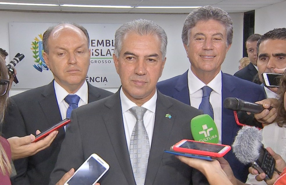Governador de MS toma posse na Assembleia Legislativa de Campo Grande, nesta terÃ§a-feira (1Â°) â Foto: TV Morena/ReproduÃ§Ã£o