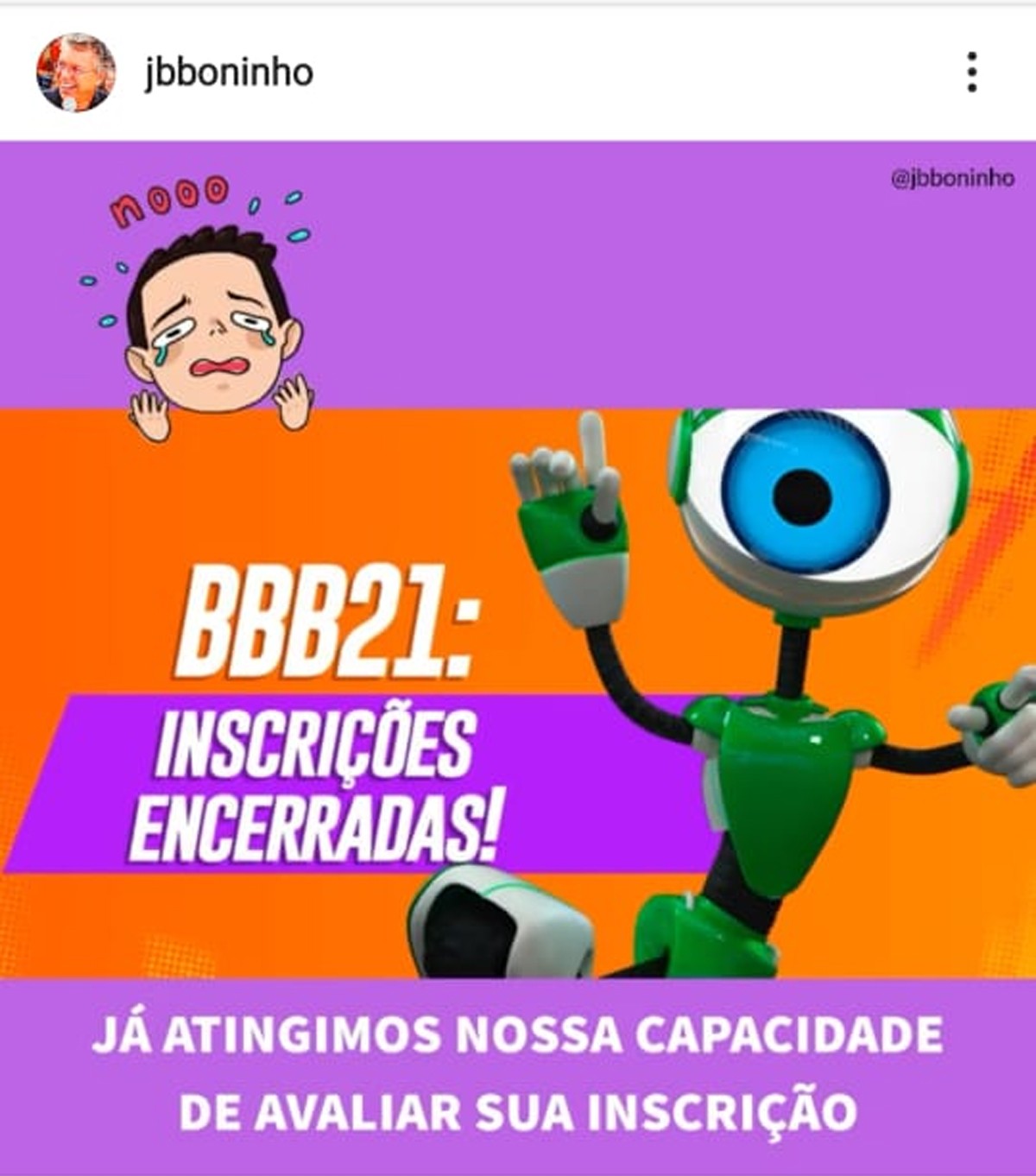 Boninho anuncia fim das inscrições para o BBB 21 (Foto: Reprodução)