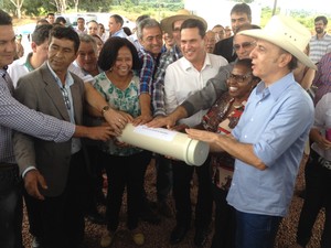 Lançamento da pedra fundamental do Hospital de Câncer da Amazônia (Foto: Karla Cabral/G1)