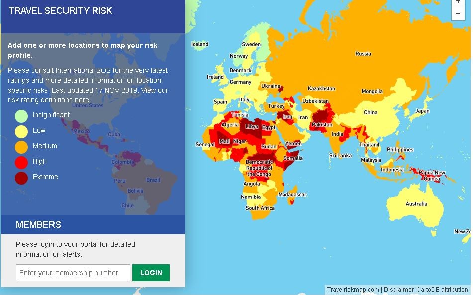 Países mais perigosos para ir e 2020 (Foto: Reprodução International SOS)
