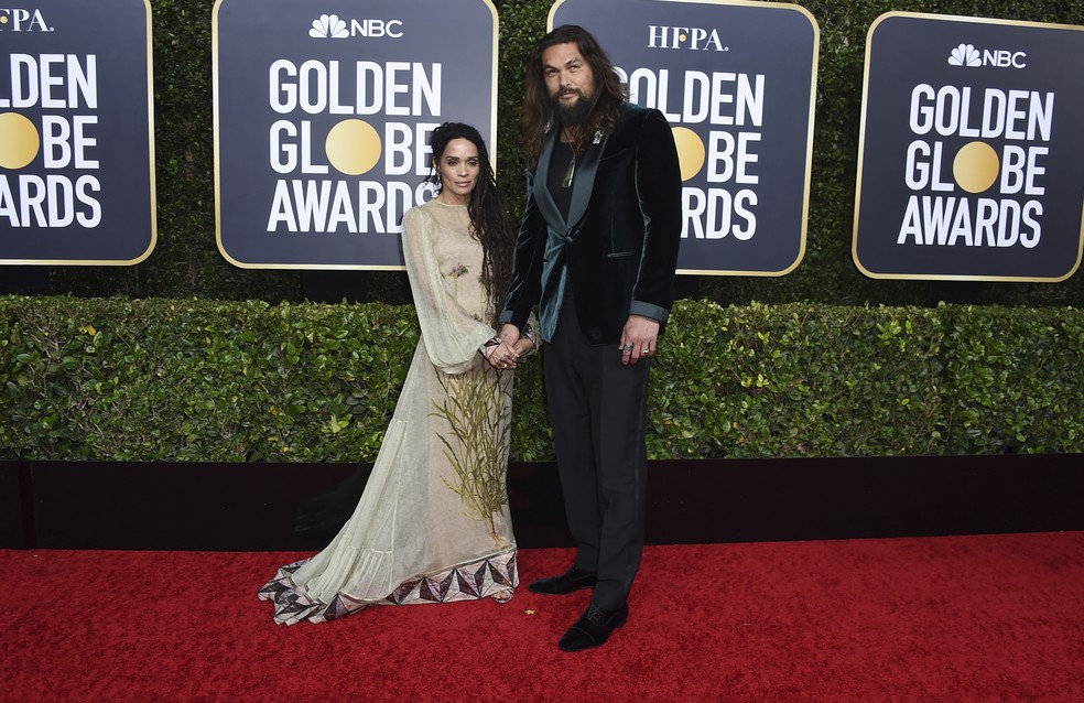 Lisa Bonet e Jason Momoa no Globo de Ouro 2020 — Foto: Jordan Strauss/Invision/AP