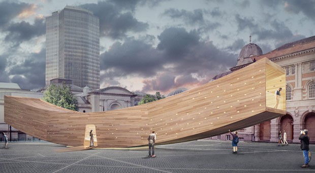 London Design Festival: instalação de madeira simula um sorriso (Foto: divulgação)