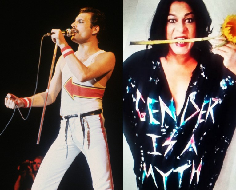 O cantor Freddie Mercury e a cantora Lanah P (Foto: Getty Images/Instagram)