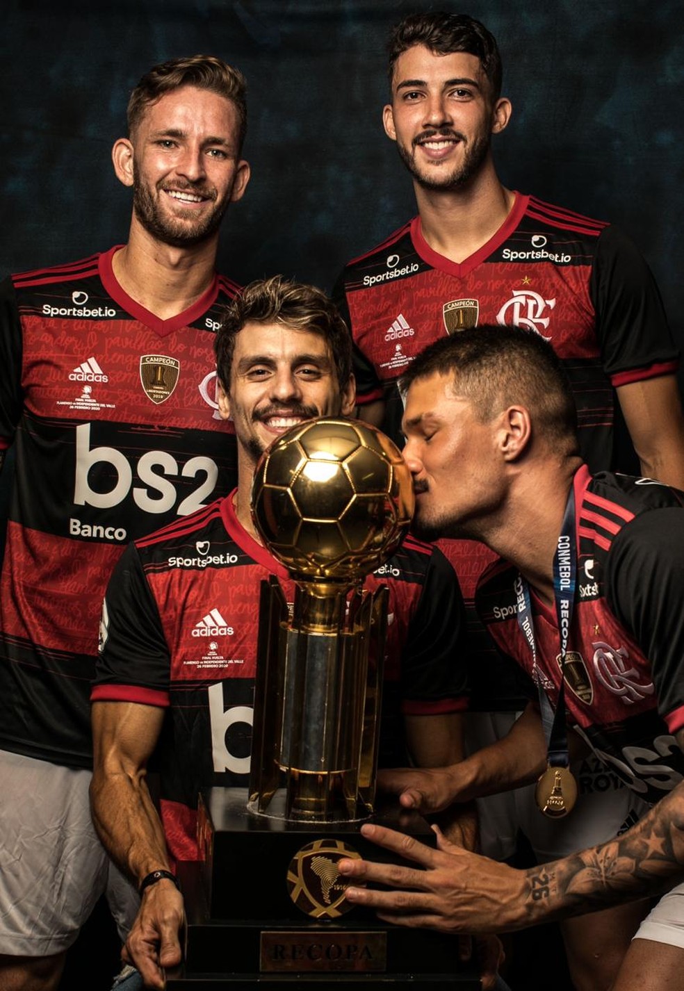 Gustavo Henrique Léo Pereira Rodrigo Caio Thuler Flamengo — Foto: Conmebol