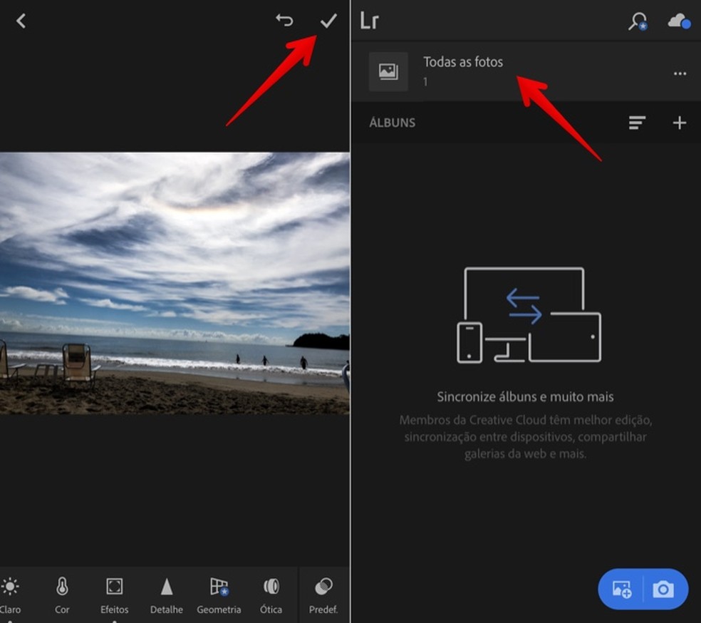 Salve a foto na biblioteca do Lightroom — Foto: Reprodução/Helito Bijora