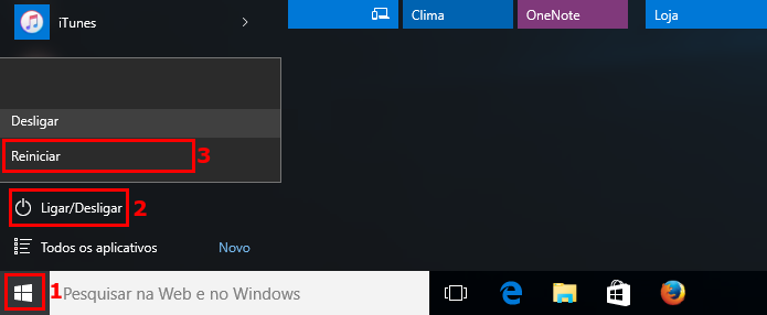 Reiniciando o Windows 10 (Foto: Reprodução/Edivaldo Brito)
