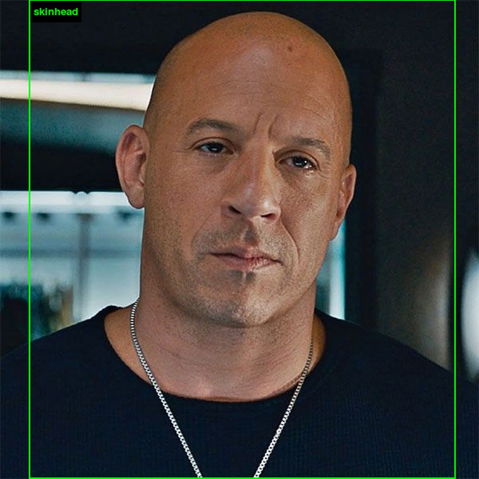 Inteligência artificial lê foto de Vin Diesel como skinhead — Foto: Reprodução