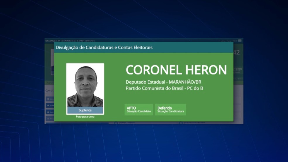 Coronel Heron jÃ¡ foi candidato a deputado pelo PCdoB, partido do governador FlÃ¡vio Dino (Foto: ReproduÃ§Ã£o/TV Mirante)