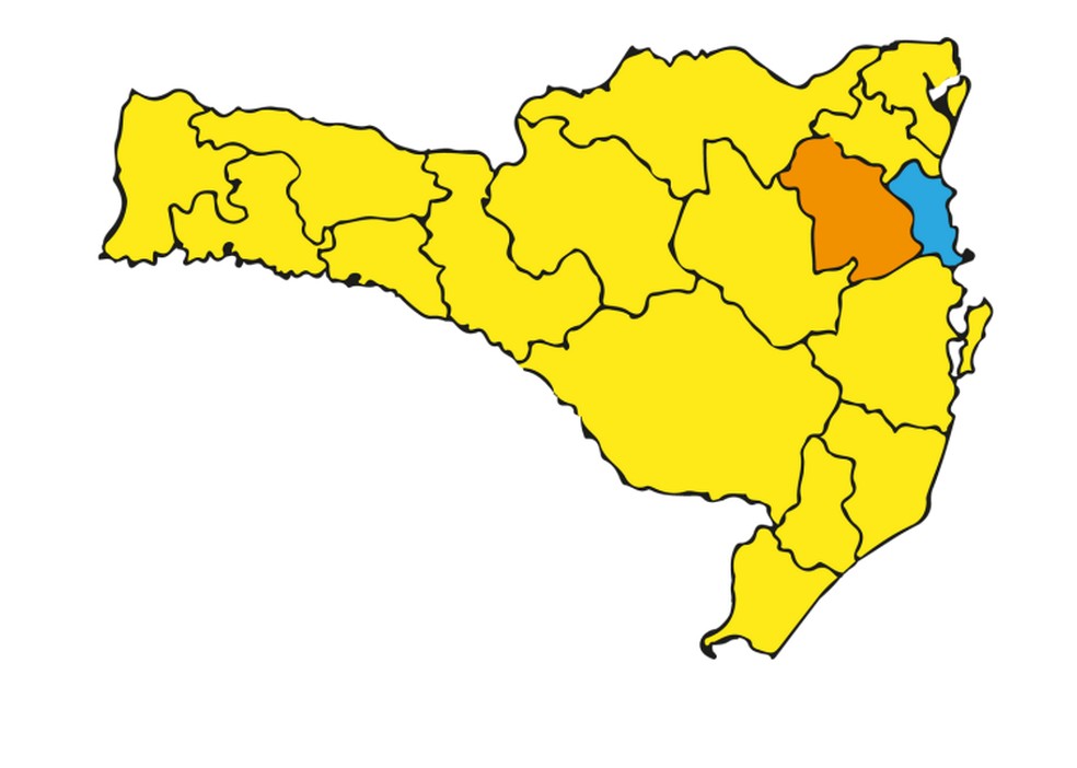 Mapa de risco da Covid em SC de 26 de fevereiro de 2022 — Foto: Reprodução/Governo estadual