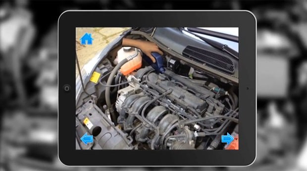Usuário aprende a colocar mais óleo no carro por meio de aplicativo (Foto: Divulgação/Inglobe)