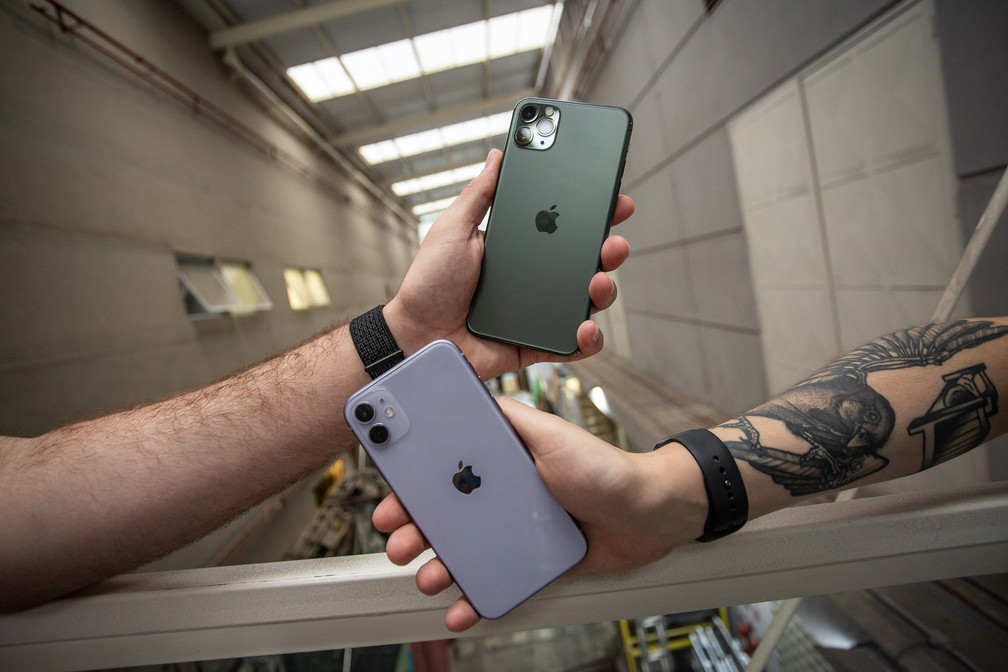 iPhones 11 e 11 Pro Max — Foto: Fabio Tito/G1
