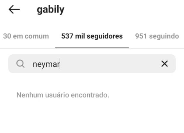 Neymar parou de seguir Gabily (Foto: Reprodução/Instagram)