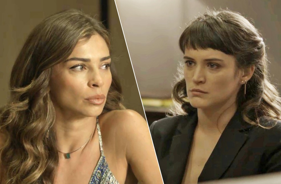 Lívia e Clara disputam a guarda de Tomaz em audiência (Foto: TV Globo)