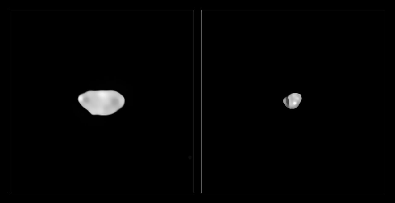 Dois dos asteroides menos densos, Sylvia e Lamberta (Foto: ESO / Vernazza et al./ Algoritmo MISTRAL (ONERA / CNRS))