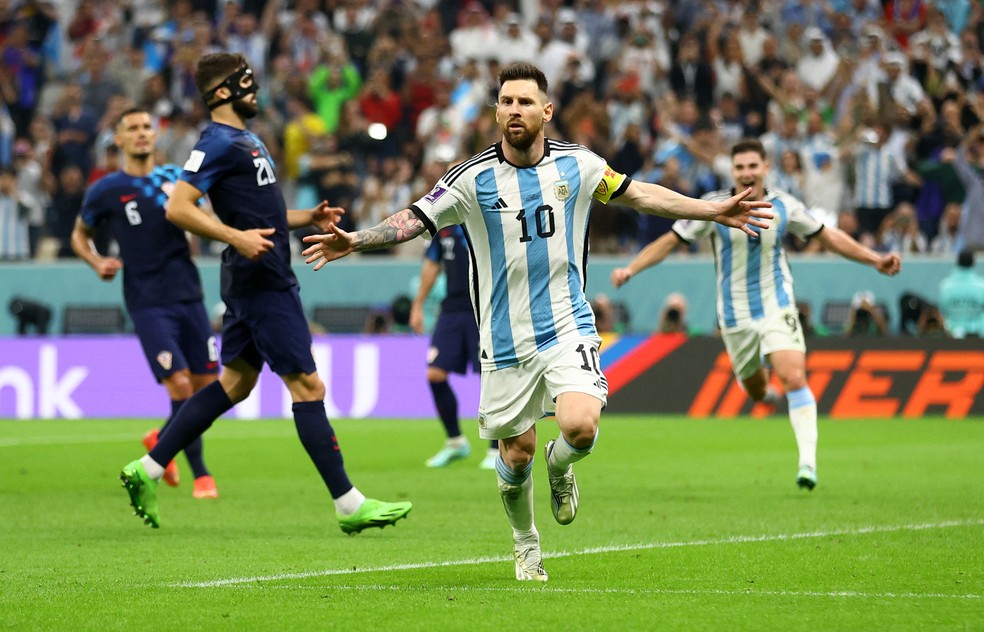Argentina x Croacia, Lionel Messi comemora gol &mdash; Foto: REUTERS/Carl Recine