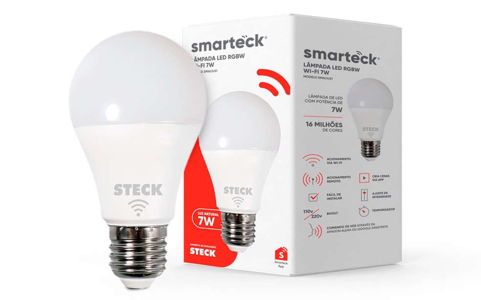 Lâmpadas de 7 e 12 Watts da Smarteck são compatíveis com Alexa e Google Assistente — Foto: Divulgação/Smarteck