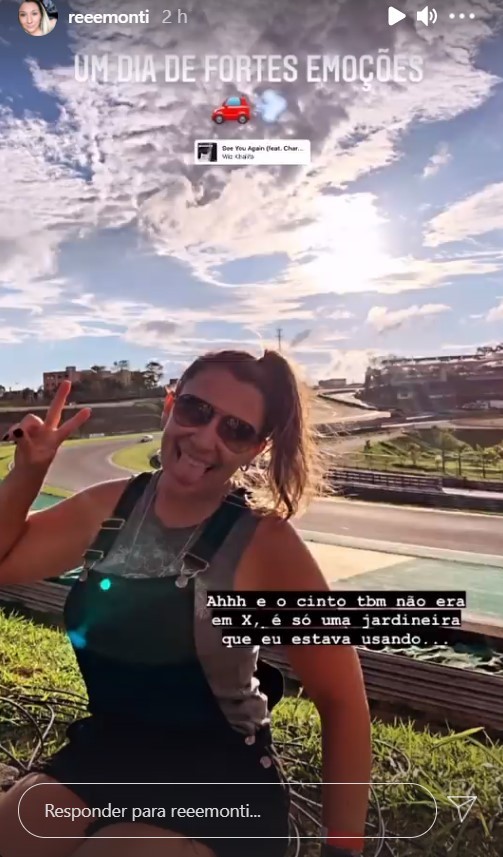 Publicitária erra caminho e segue para pista no Autódromo de Interlagos com corrida rolando (Foto: Reprodução/Instagram)