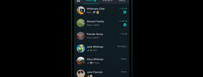 O WhastApp permite que os usuários escolham entre o modo claro e modo escuro — Foto: Reprodução/WhatsApp