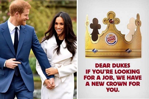 Burger King ofereceu emprego para Príncipe Harry e Meghan Markle (Foto: Instagram)