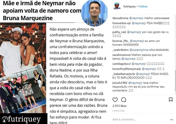 Repercussão da notícia (Foto: Reprodução/Instagram) Repercussão da notícia (Foto: Reprodução/Instagram)