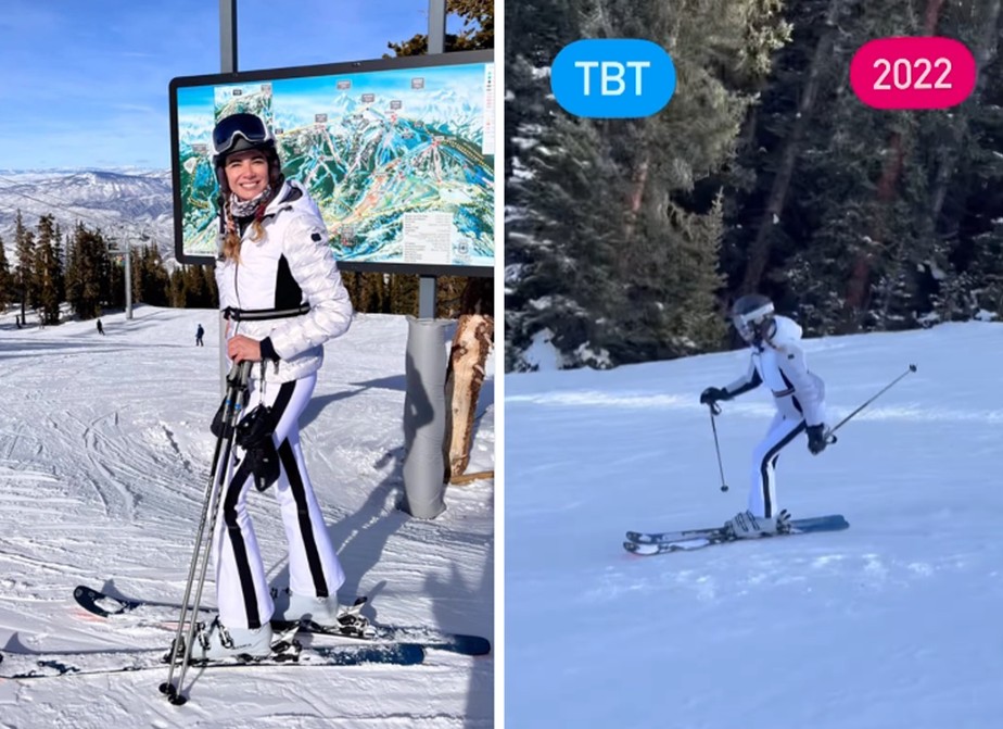 Luciana Gimenez posta video esquiando em 2022