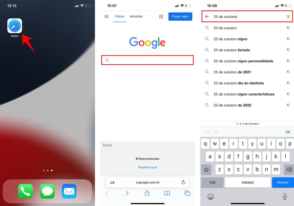 Usuário deve pesquisar seu aniversário no Google para ver datas comemoradas no mesmo dia — Foto: Reprodução/Rodrigo Fernandes