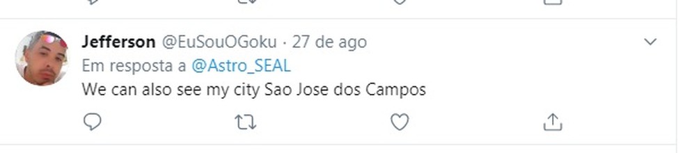 Post de astronauta repercute entre moradores do litoral norte de São Paulo — Foto: Reprodução