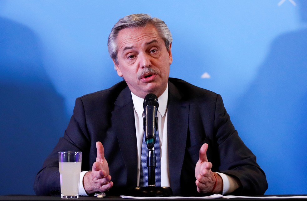 Alberto Fernández durante anúncio de seu gabinete, em 6 de dezembro de 2019 — Foto: Agustin Marcarian/Reuters