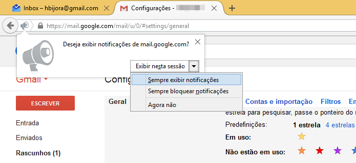 Ativando notificações do Gmail no Firefox (Foto: Reprodução/Helito Bijora) 