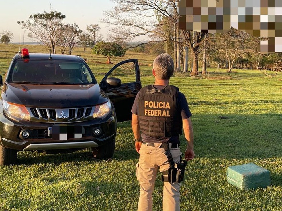 Fardos de cocaína que foram arremessados de avião incendiado em Mirante do Paranapanema — Foto: Polícia Federal