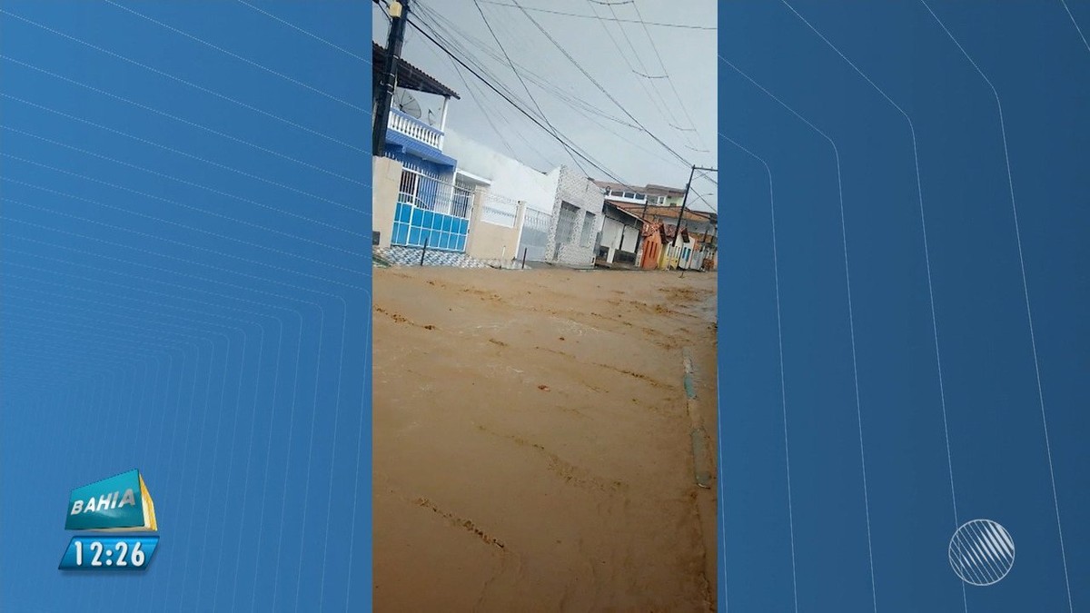 Chuva forte alaga ruas e invade casas em Cabuçu, na Bahia; vídeo mostra ...