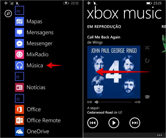 Abra o aplicativo de músicas do Windows Phone (Foto: Reprodução/Helito Bijora)